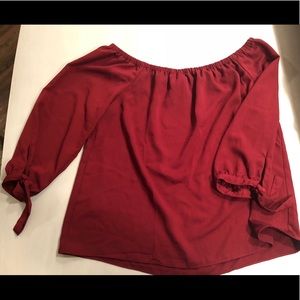 J Crew Red Wine Off the Shoulder Top